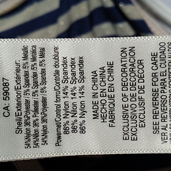 Jessica Simpson Blue/Gold Striped Tie Tankini Swim Top. Size Medium - Picture 12 of 12